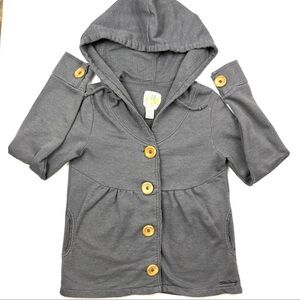 Billabong Gray Soft Cotton Blend Large Wooden Button Pocket Hooded Jacket (M)